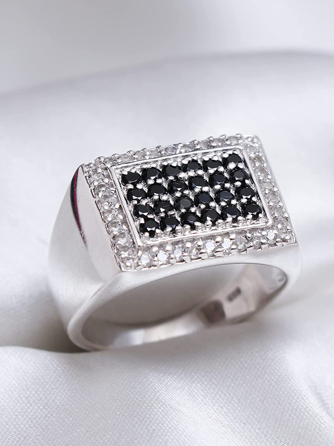 HIFLYER JEWELS Men Topaz 925 Stamp Silver Ring