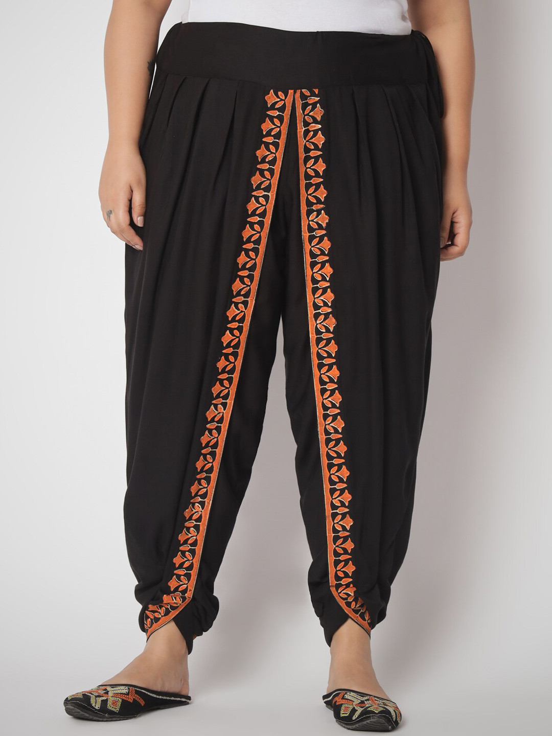 9rasa Women Plus Size Hand Block Printed Dhoti Pants