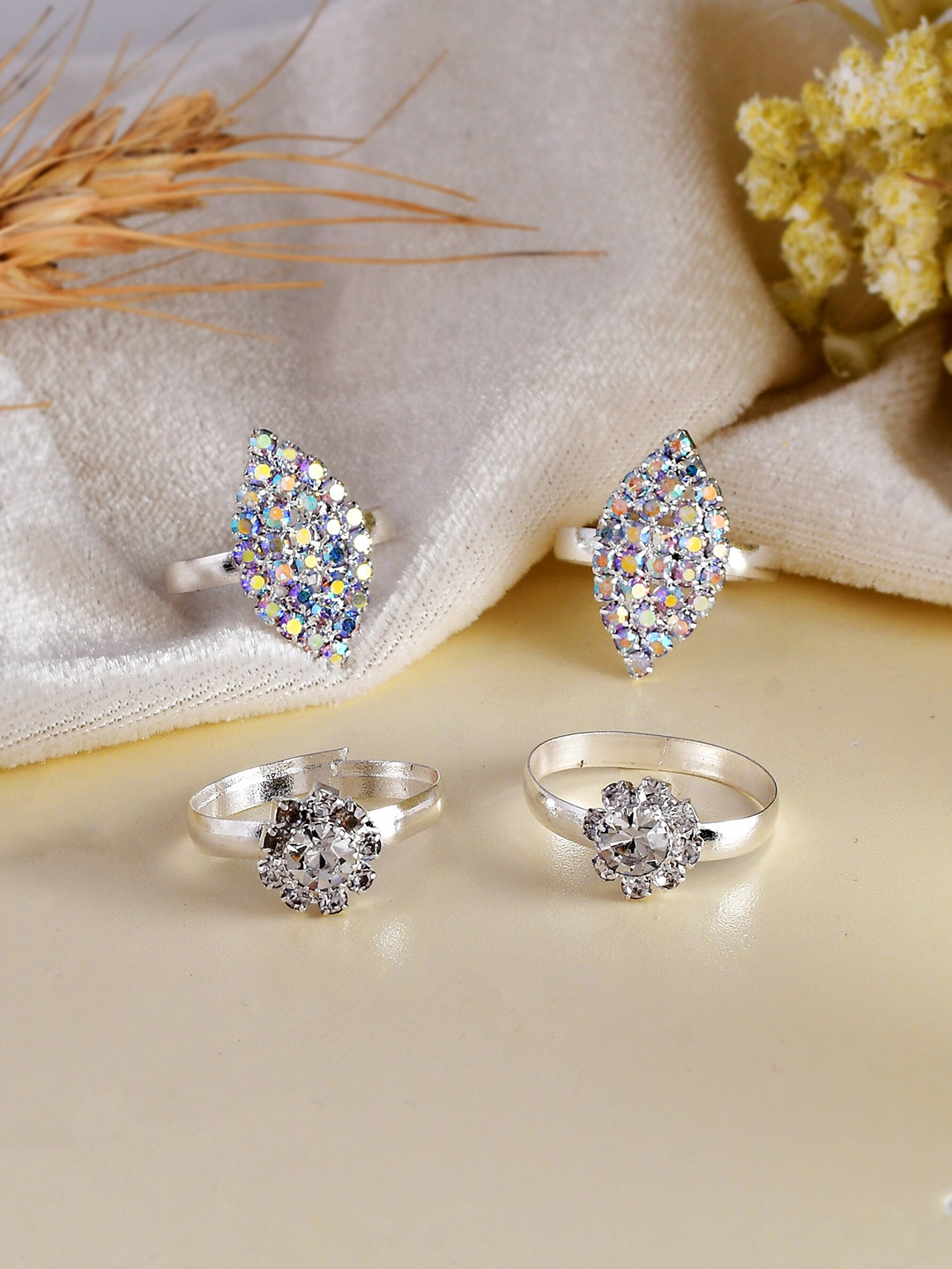 Silvermerc Designs Set of 2 Silver-Plated CZ Toe-Rings