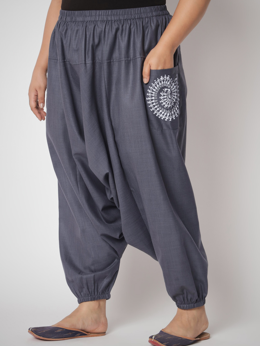 9rasa Plus Size Cotton Drop-Crotch Trousers