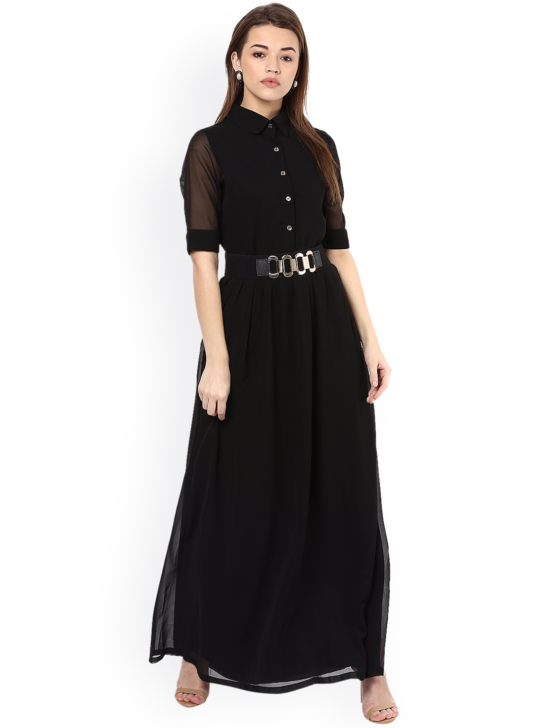 La Zoire Women Black Solid Maxi Dress ...