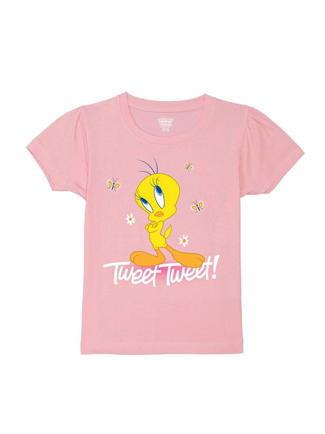 Wear Your Mind Girls Tweety  Cotton Printed Causal T-shirts