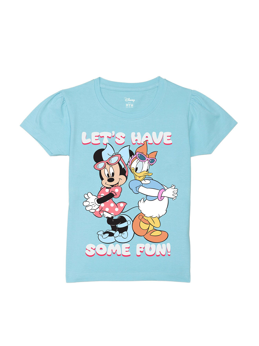 Wear Your Mind Girls Minnie & Daisy Printed Knitted Pure Cotton T-Shirt