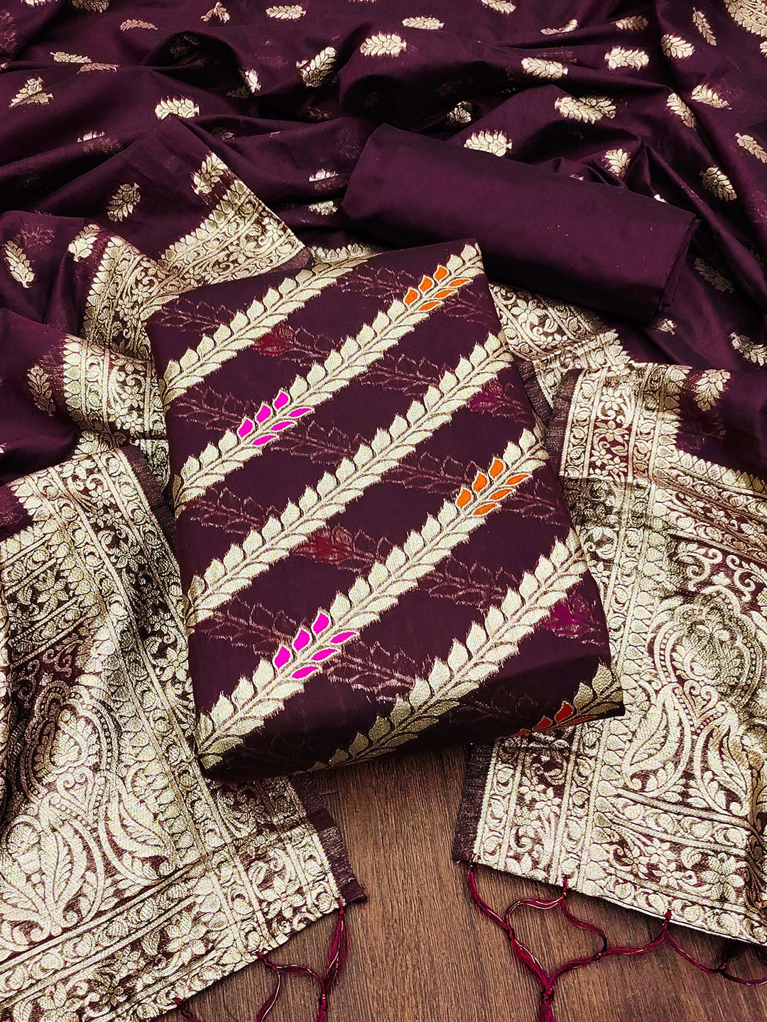 KALINI Ethnic Motifs Woven Design Dress Material