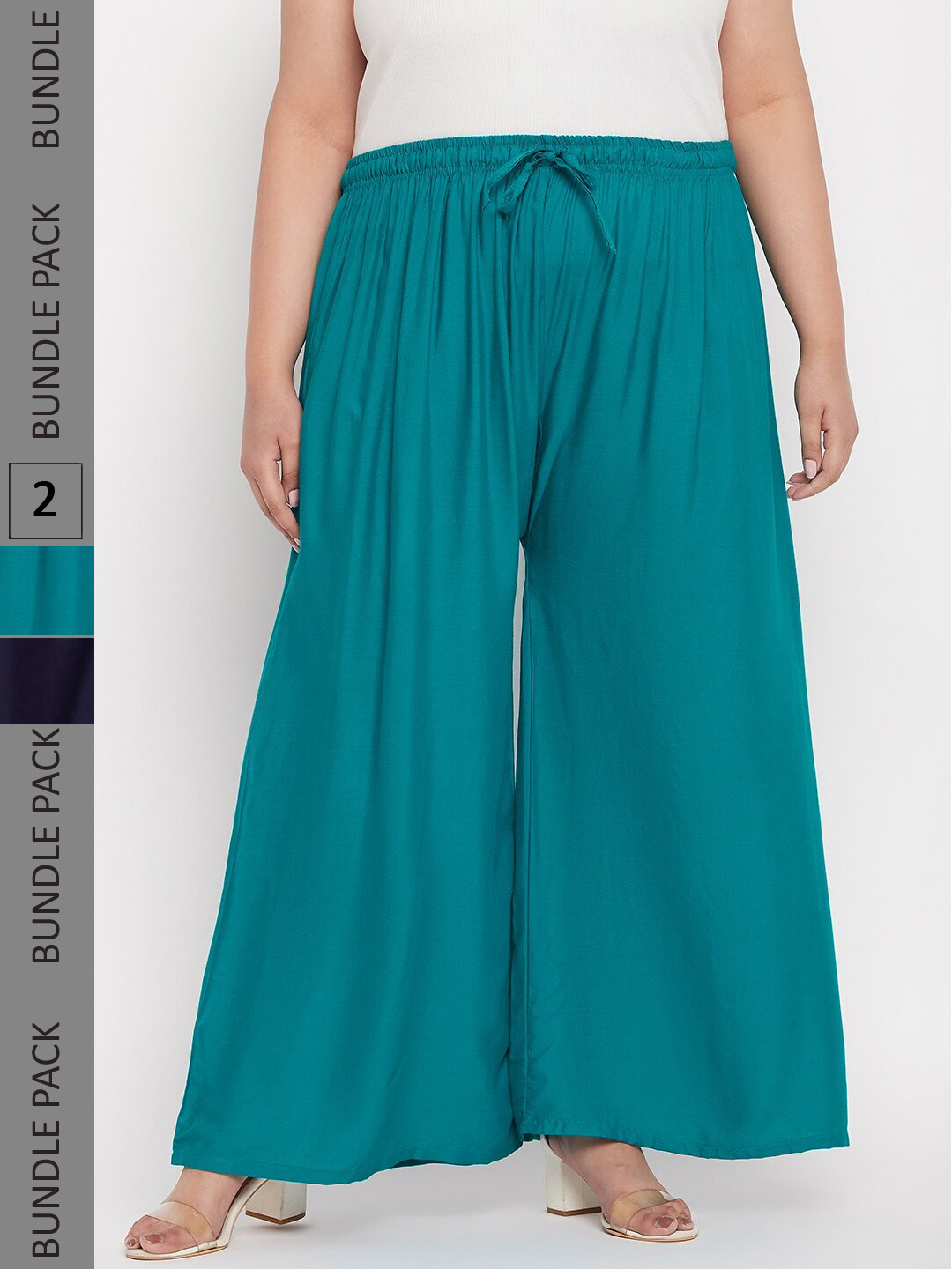 CLORA CREATION PLUS Women Plus Size Pack Of 2 Straight Fit Ethnic Palazzos