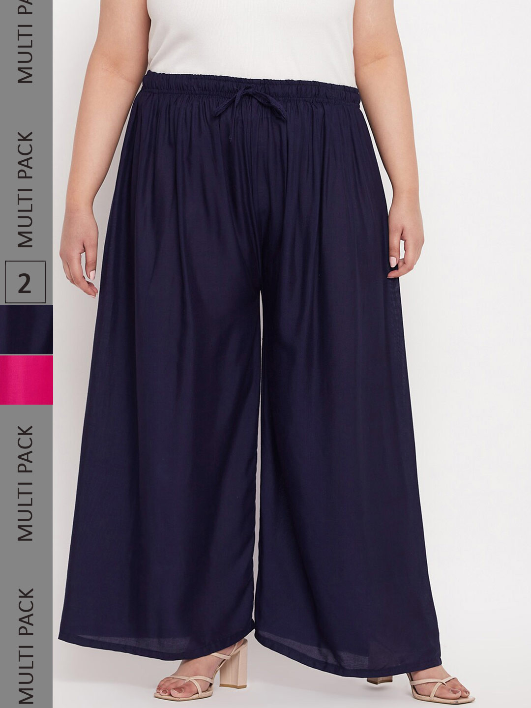 CLORA CREATION PLUS Women Plus Size Pack Of 2 Straight Fit Ethnic Palazzos