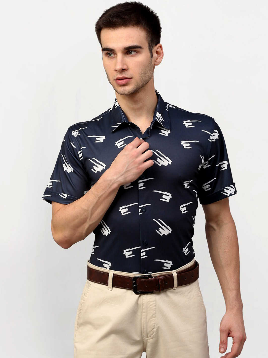 JAINISH Classic Abstract Printed Formal Shirt