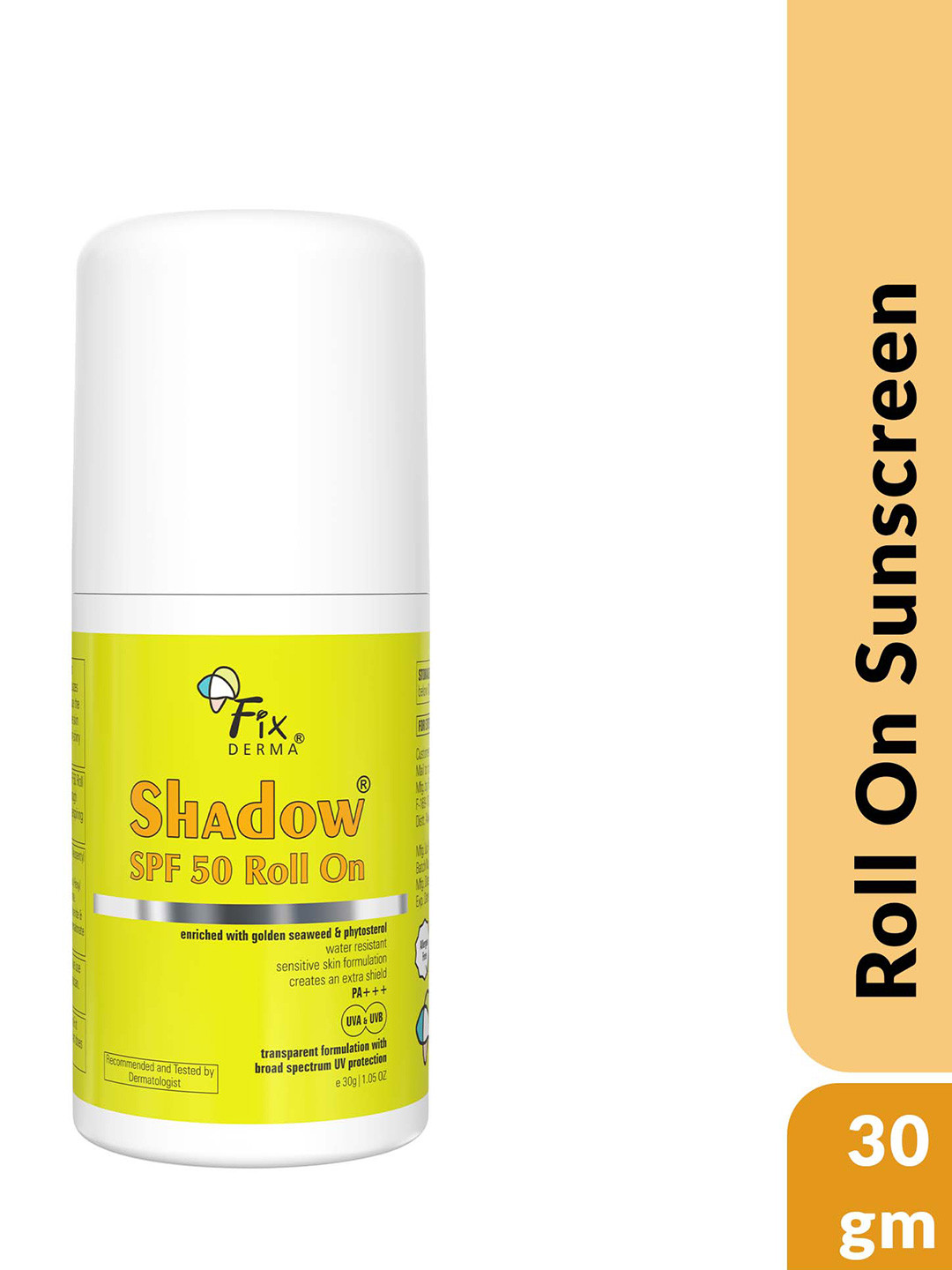 FIXDERMA Shadow SPF50 Roll On Sunscreen with Golden Seaweed - 30 g