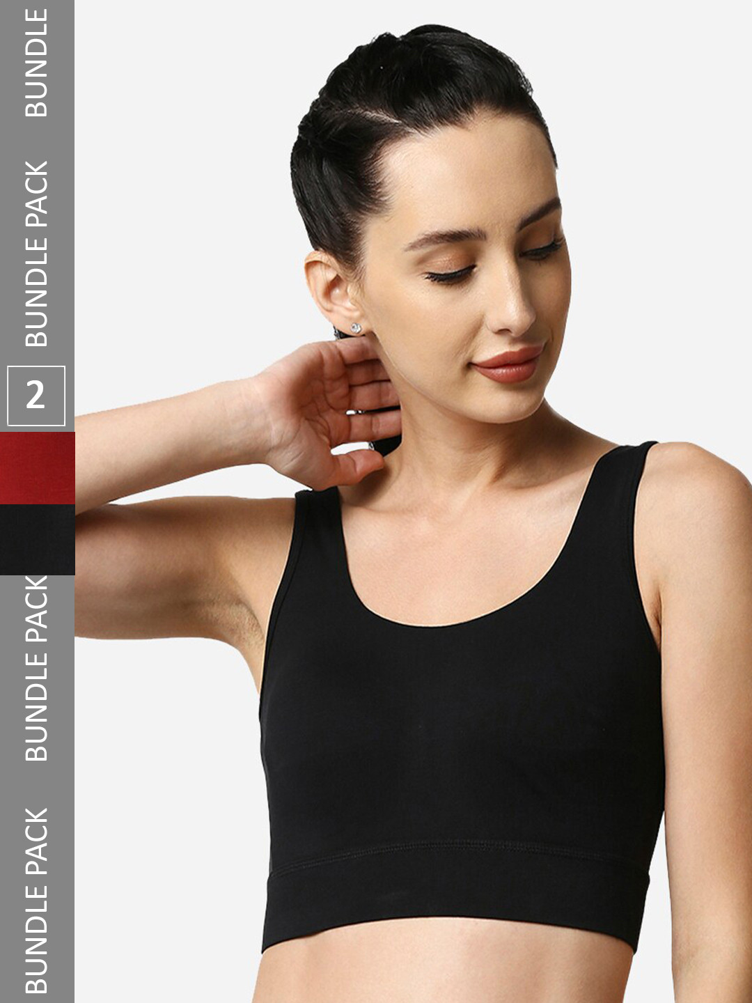 Soie Pack of 2 Medium Impact Non Padded Non Wired Long Line Sports Bra