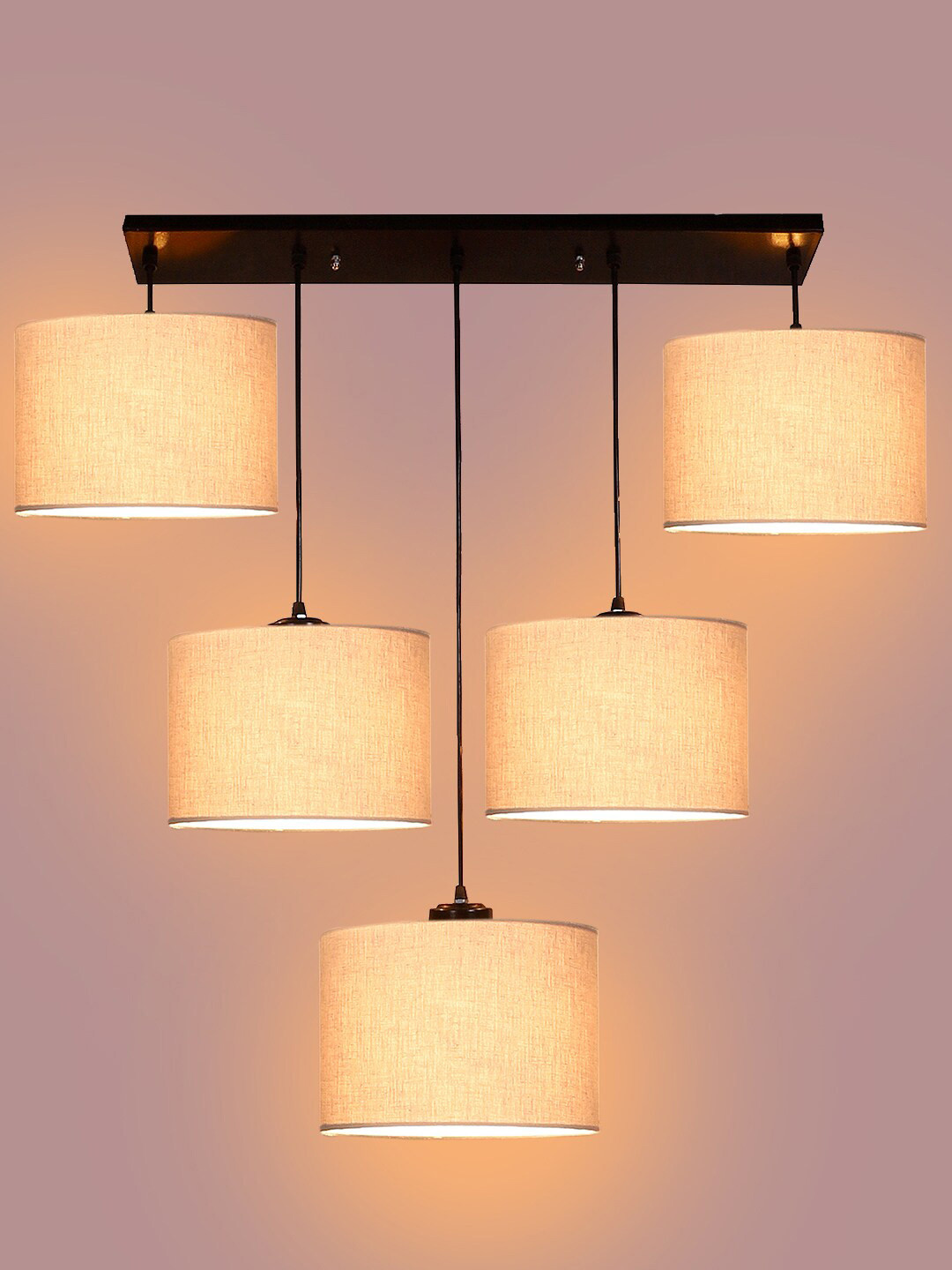 Devansh Orange Quintuple Hanging Pendant Lamp