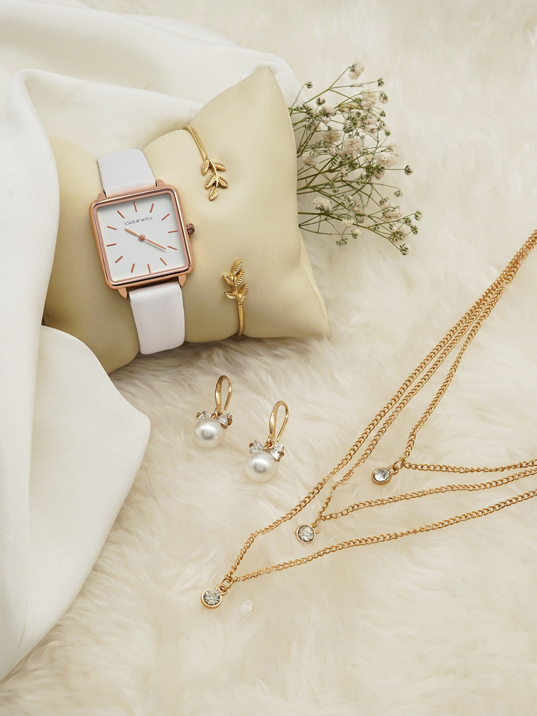 JOKER & WITCH Women Gardenia Love Stack Watch Gift Set JWLS325