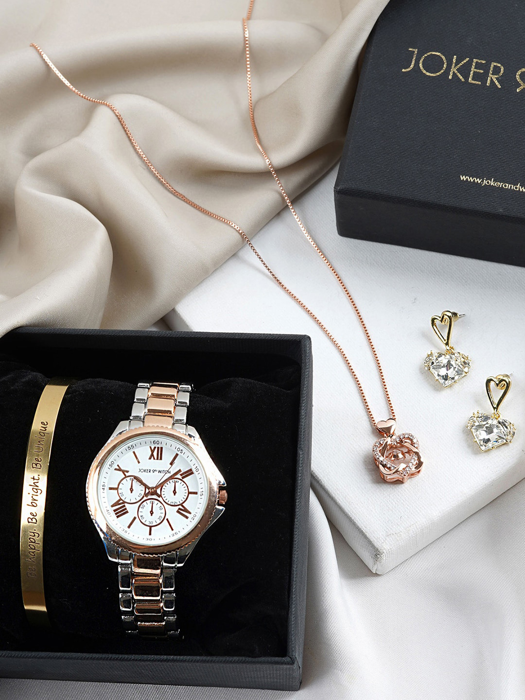 JOKER & WITCH Women Wren Heart Love Stack Watch Gift Set JWLS469