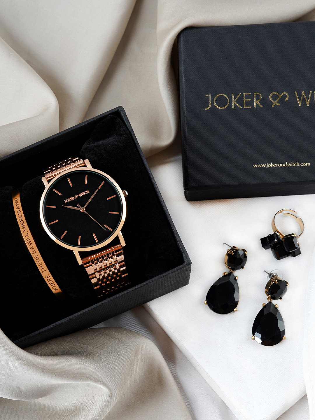 JOKER & WITCH Stainless Steel Watch Gift Set With Jewellery Set