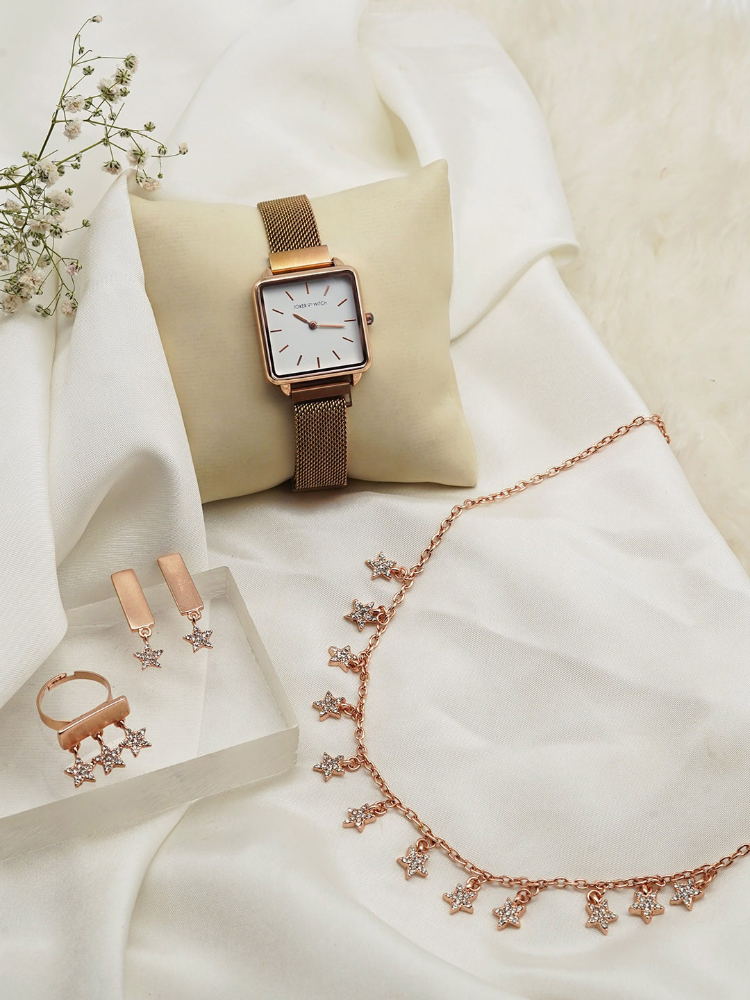 JOKER & WITCH Women Watch Chain Earring Finger Ring Gift Set