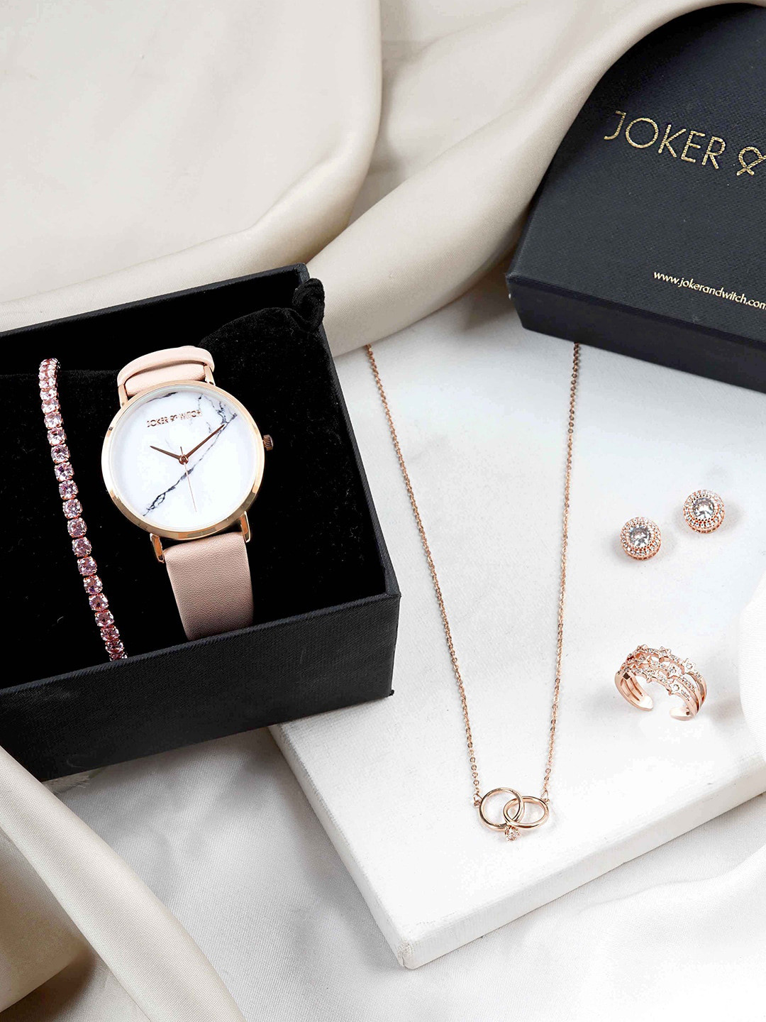 JOKER & WITCH Women Watch Chain Finger Ring Bracelet Earring Gift Set