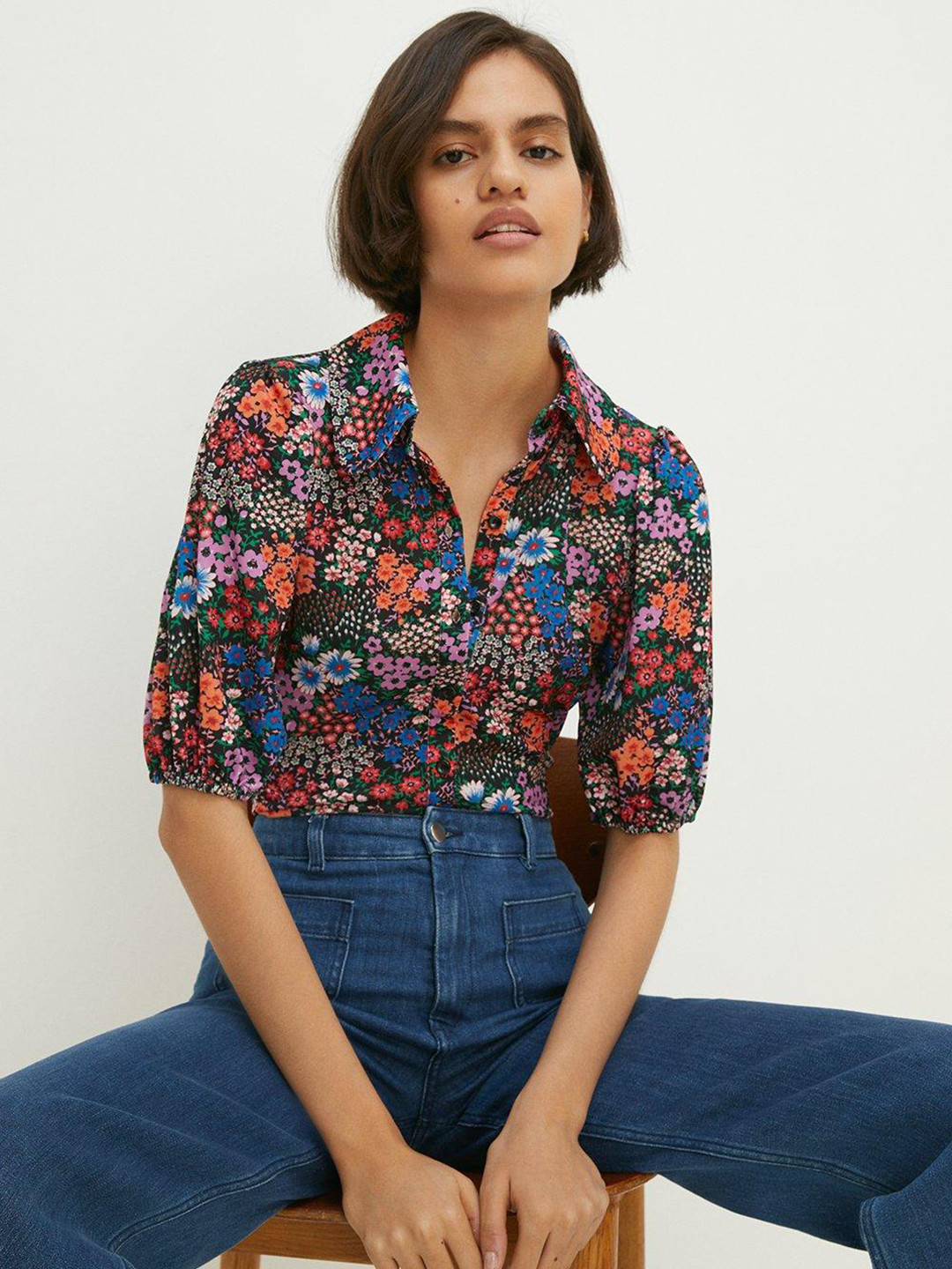 OASIS Women Jersey Crepe Floral Print Shirt