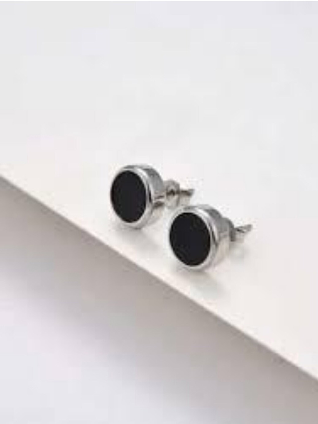 SALTY Black Contemporary Studs Silver Earrings