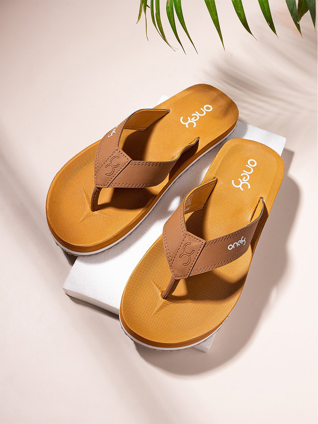 One8 Men Textured Anti-Skid Bounce Back Mid-Sole Water-Resistant Thong Flip-Flops