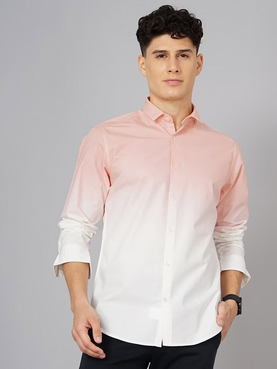 British Club Smart Slim Fit Ombre-Dyed Pure Cotton Casual Shirt