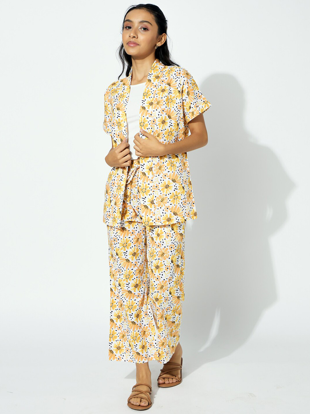 luyk Girls Top and Trousers With Shrug Pure Cotton Co-Ords