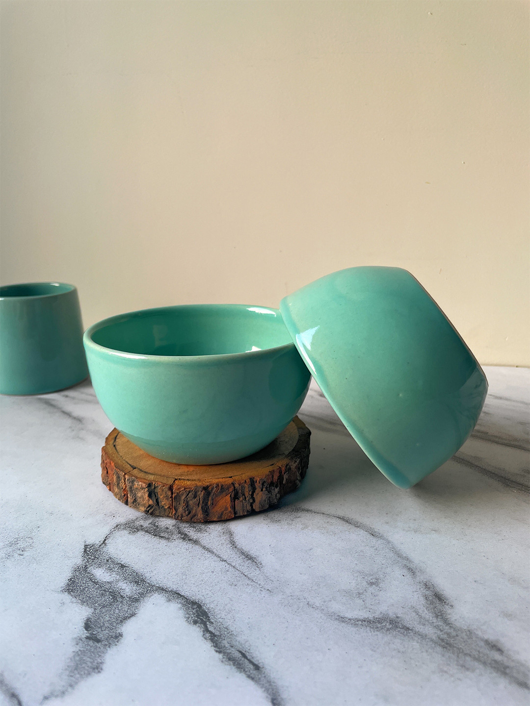 CasaTrunk Turquoise Blue 2 Pieces Ceramic Matte Bowls