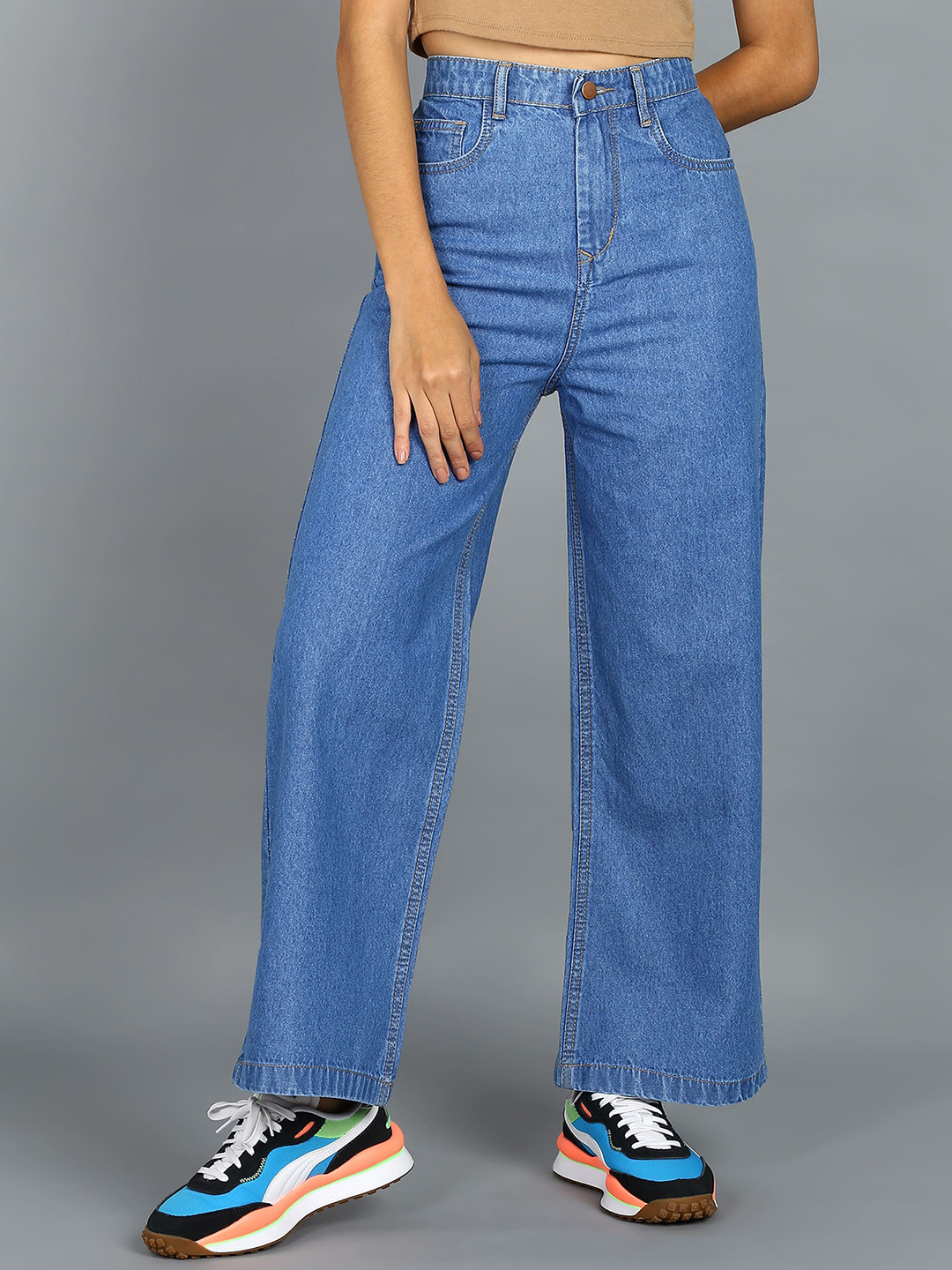 Urbano Fashion Women Clean Look Flared Non-Stretchable Cropped Jeans