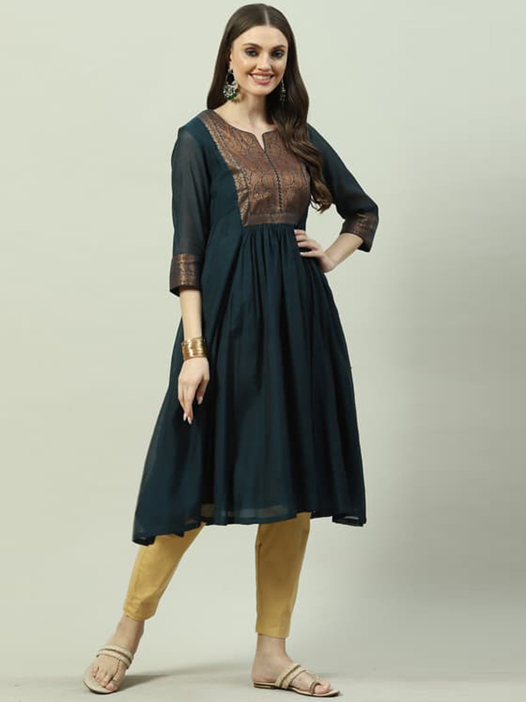 Biba Yoke Design Keyhole Neck Anarkali Kurta