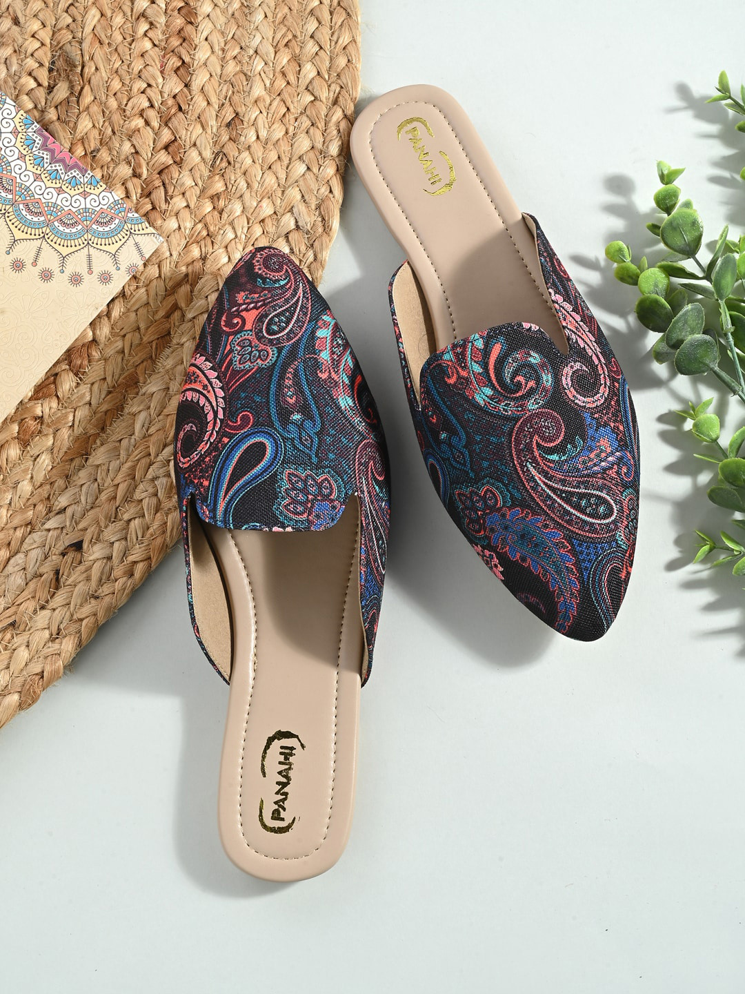 PANAHI Printed Pointed Toe Mules