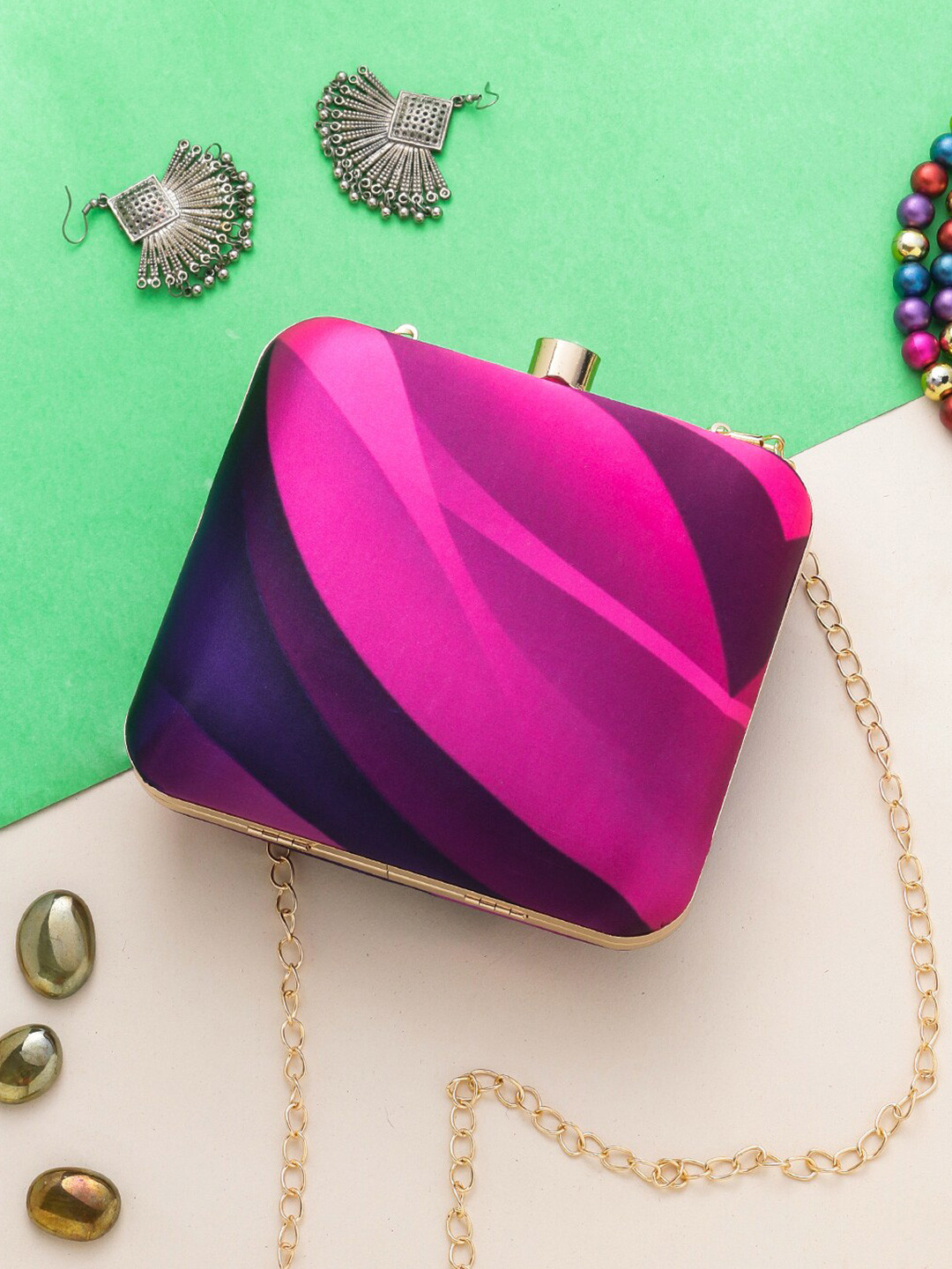 Swisni Digital Printed Box Clutch