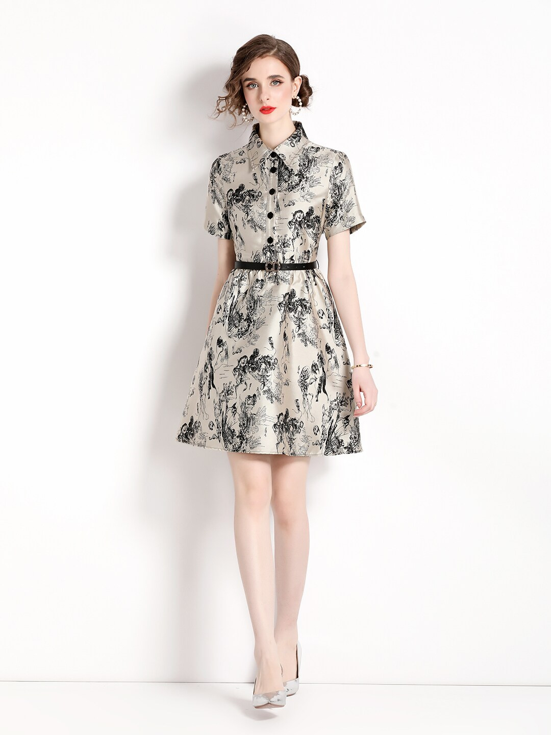JC Collection Graphic Printed Shirt Dress