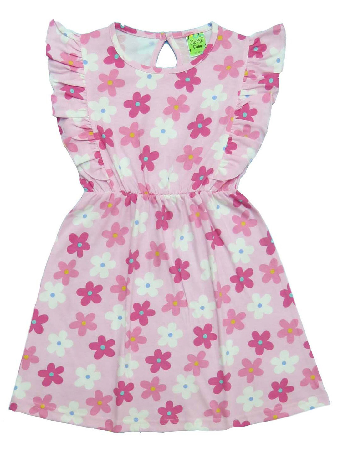 Clothe Funn Pink Floral Print Flutter Sleeve Fit & Flare Dress