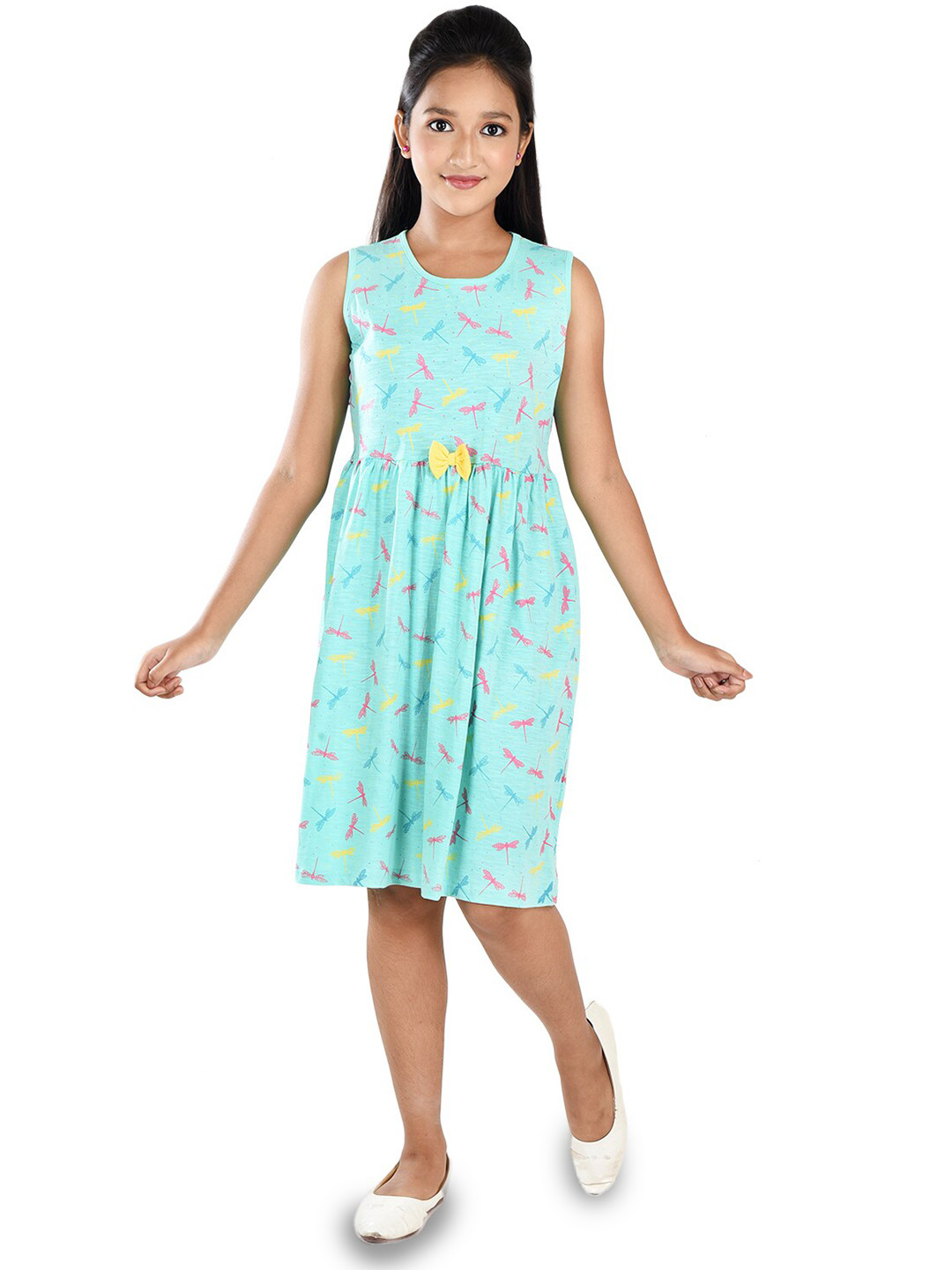 Clothe Funn Sea Green Floral Print Fit & Flare Dress