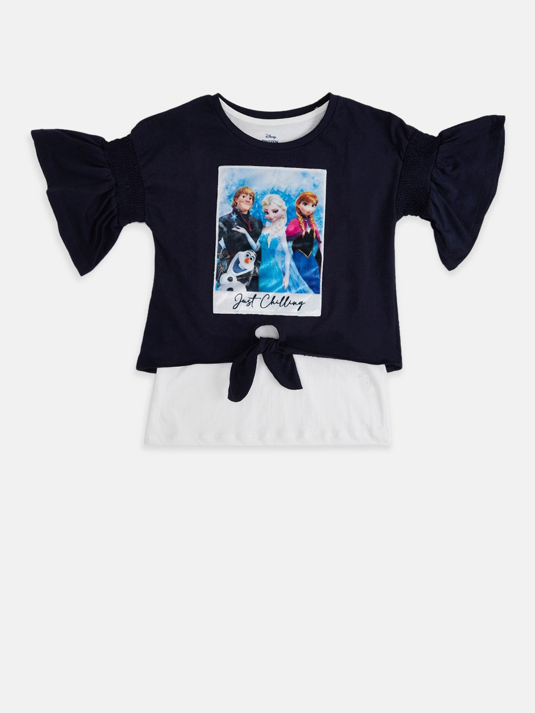 Pantaloons Junior Girls Navy Blue Printed T-shirt