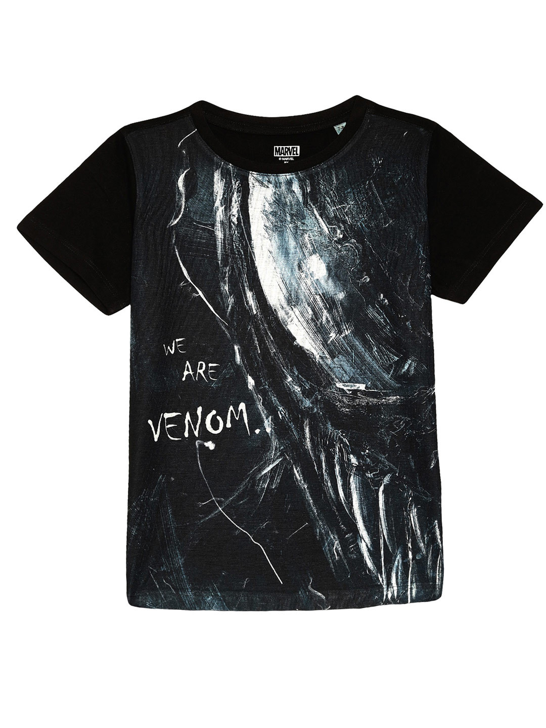 Wear Your Mind Boys Black Printed Raw Edge T-shirt