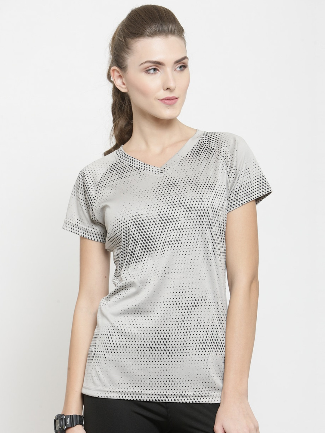 Boston Club Abstract Print V-Neck Dri-FIT Sports T-shirt