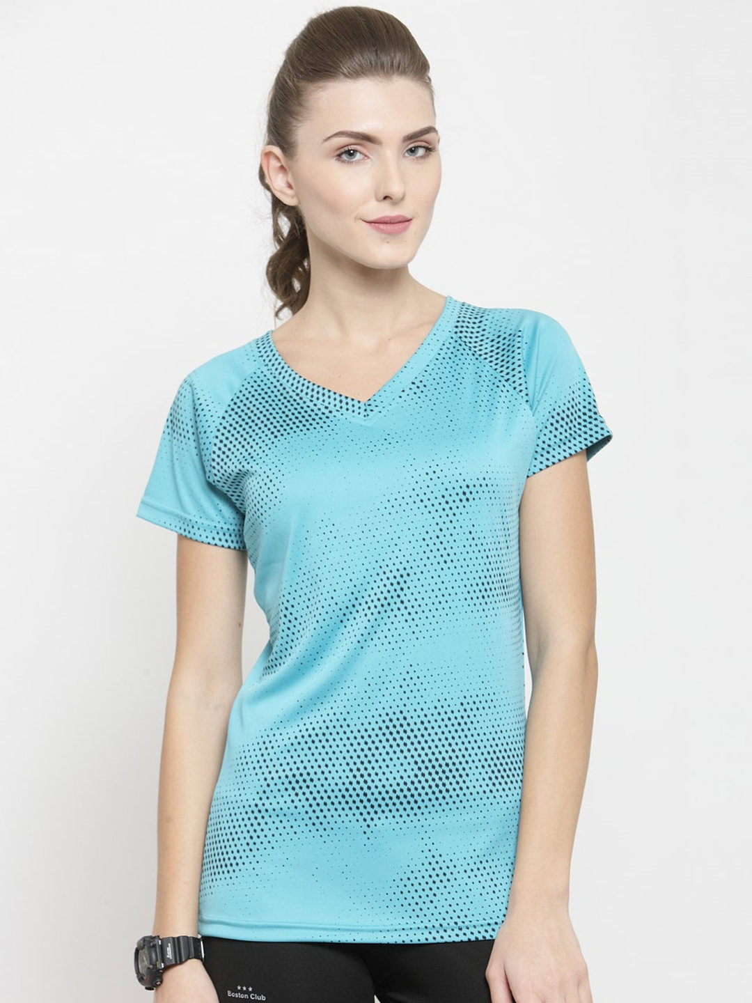 Boston Club Abstract Print V-Neck Dri-FIT Sports T-shirt