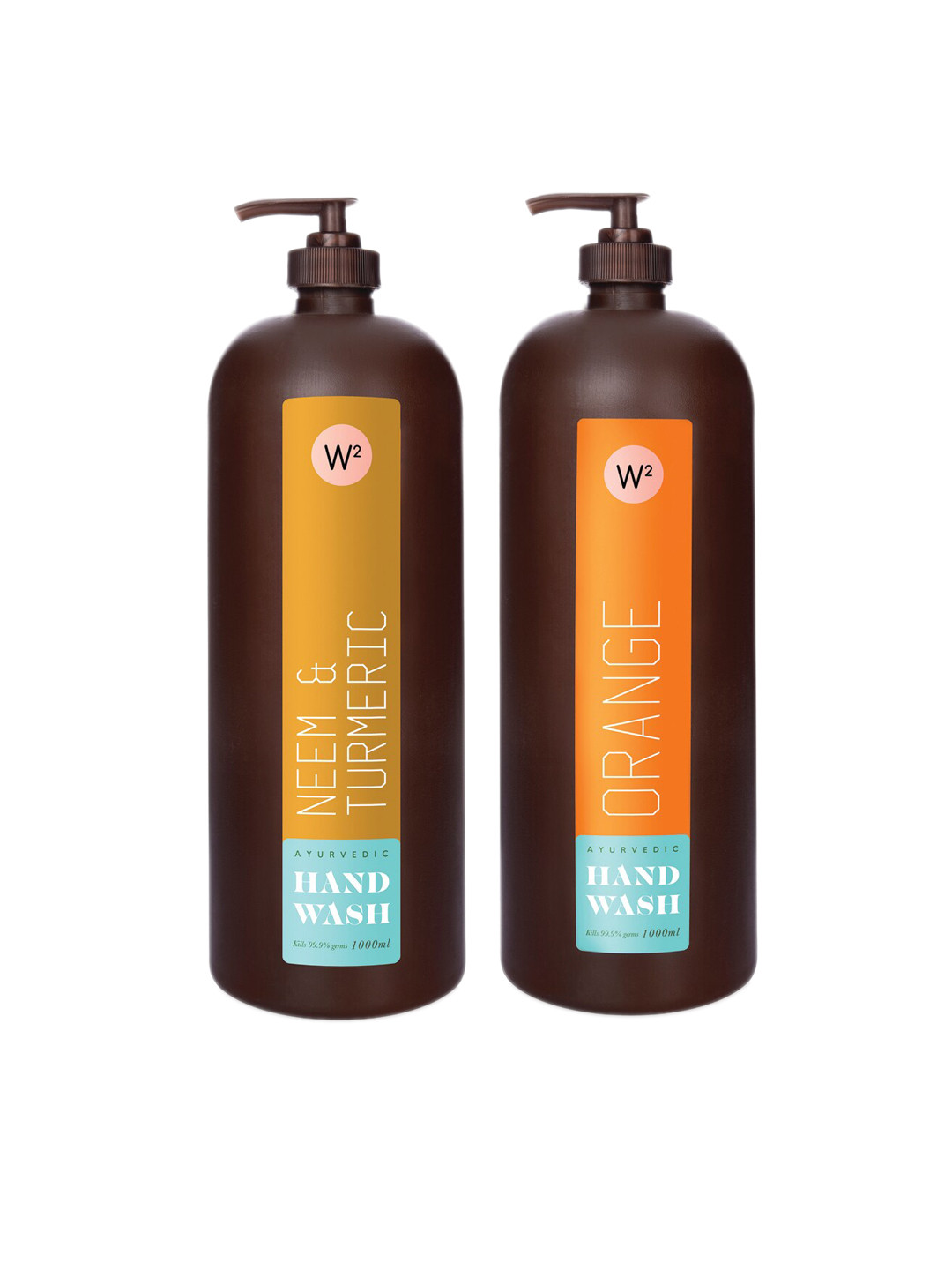 W2 Why Wait Set of 2 Hand Wash 1000ml Each - Neem+Turmeric and Orange