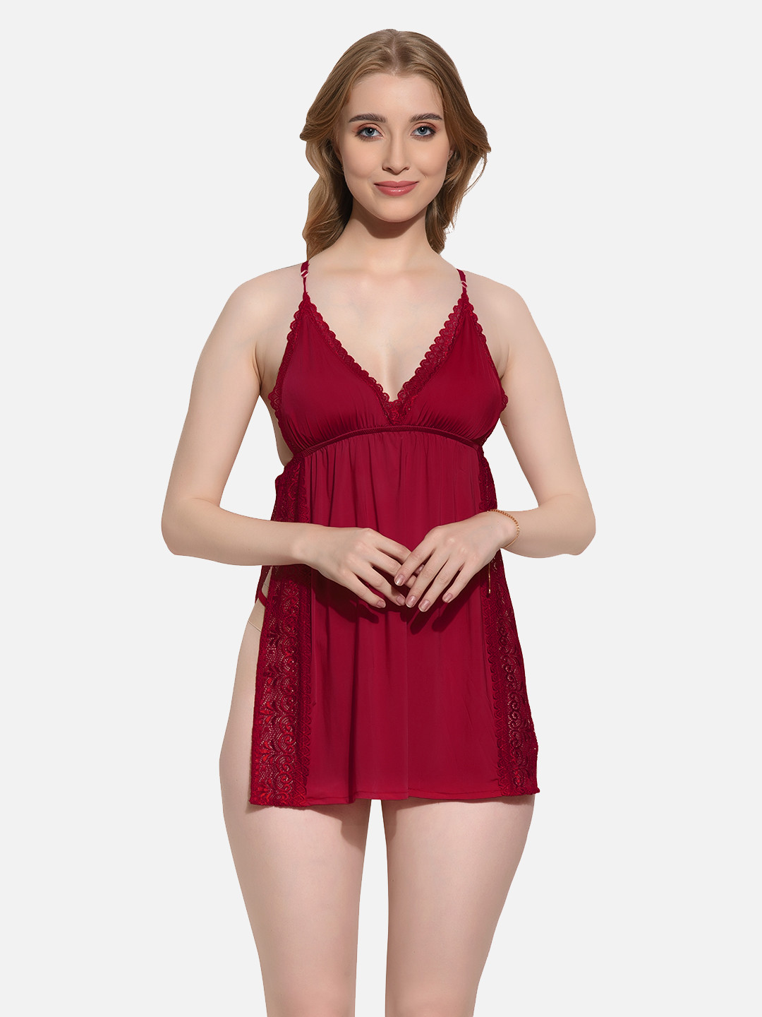 FIMS Self Design Satin Baby Doll