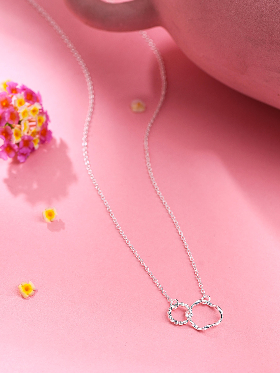 Raajsi by Yellow Chimes Silver-Plated Dual Circle Pendant