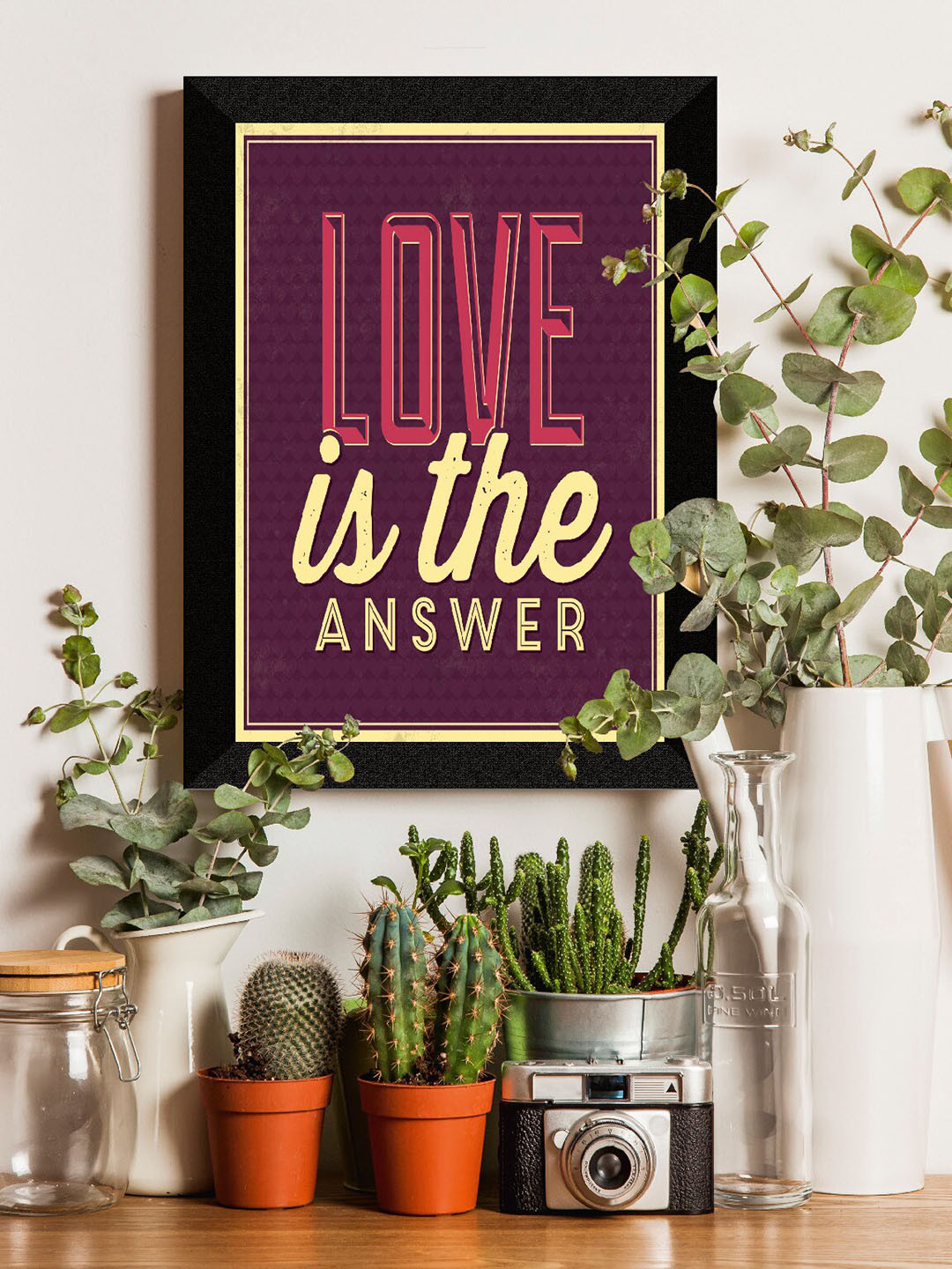 SAF Black & Brown Love Theme Painted UV Textured Framed Wall Art