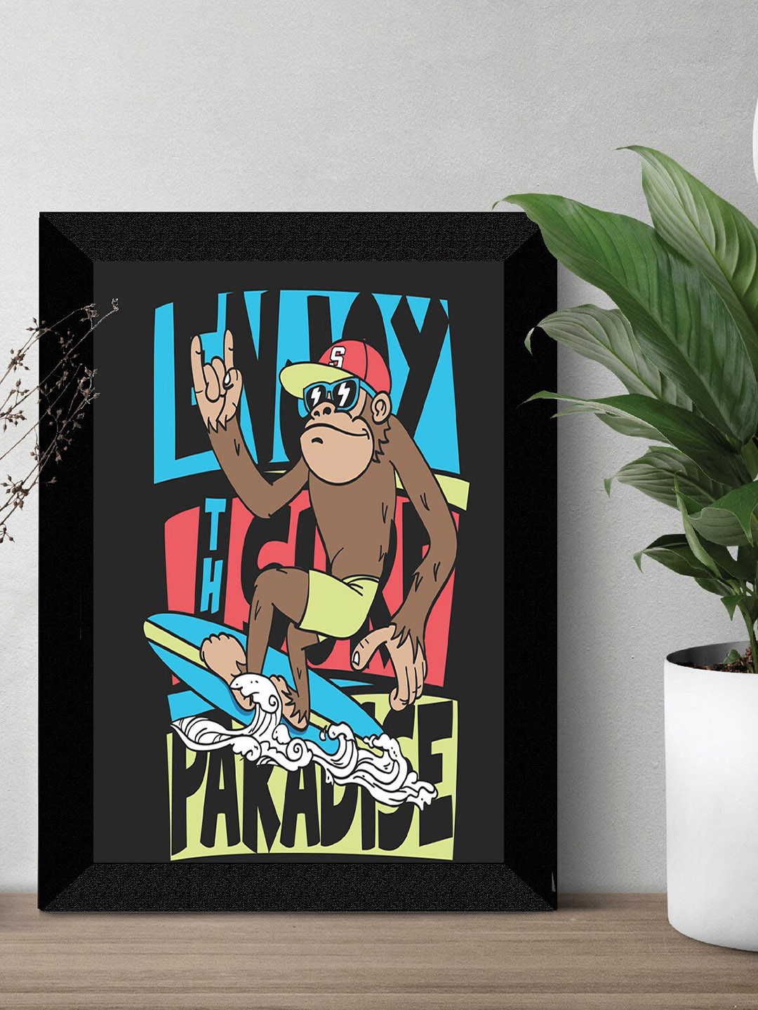 SAF Kids Black & Blue Painted UV Textured Framed Wall Art