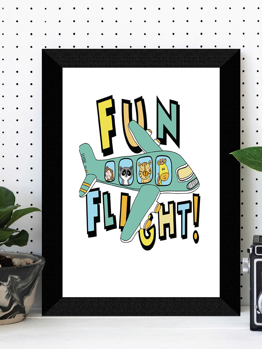 SAF Kids Black & White Flight Painted UV Textured Framed Wall Art