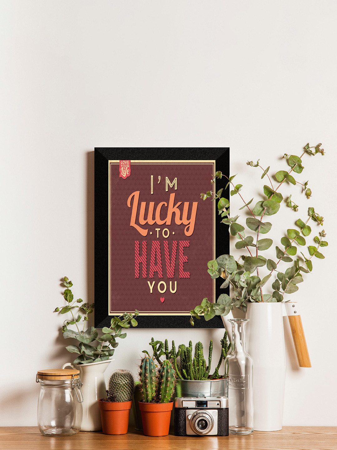 SAF Black & Brown Love Theme Painted UV Textured Framed Wall Art