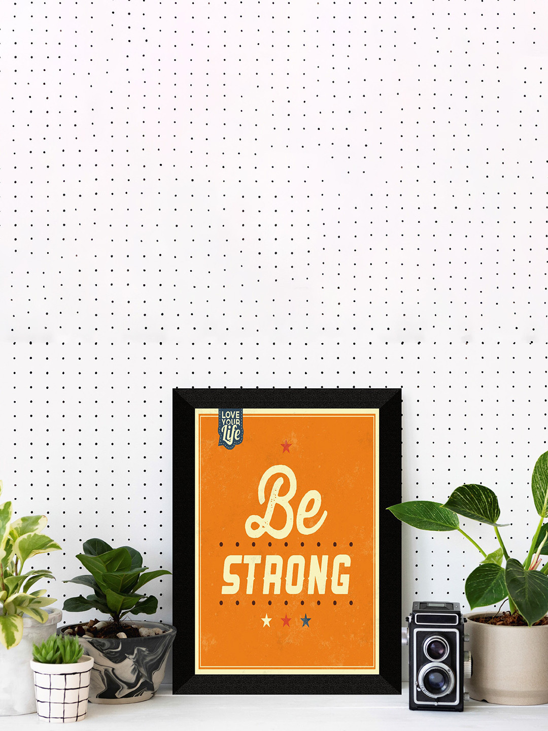 SAF Black & Orange-Colored Motivational Painted UV Textured Framed Wall Art