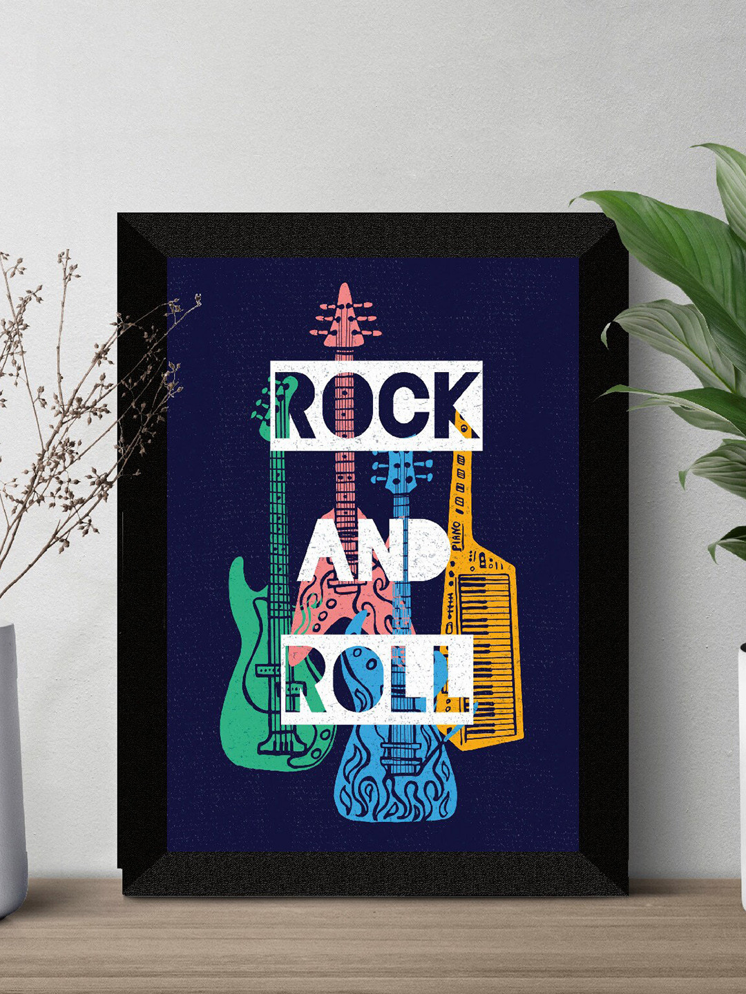 SAF Guitar Premium Glass Wall Square Portrait Paintings Wall Art-12 x 9In