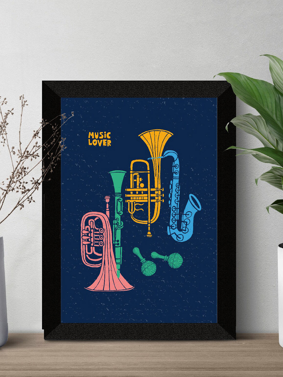 SAF Blue & Black Music Painted Framed Wall Art