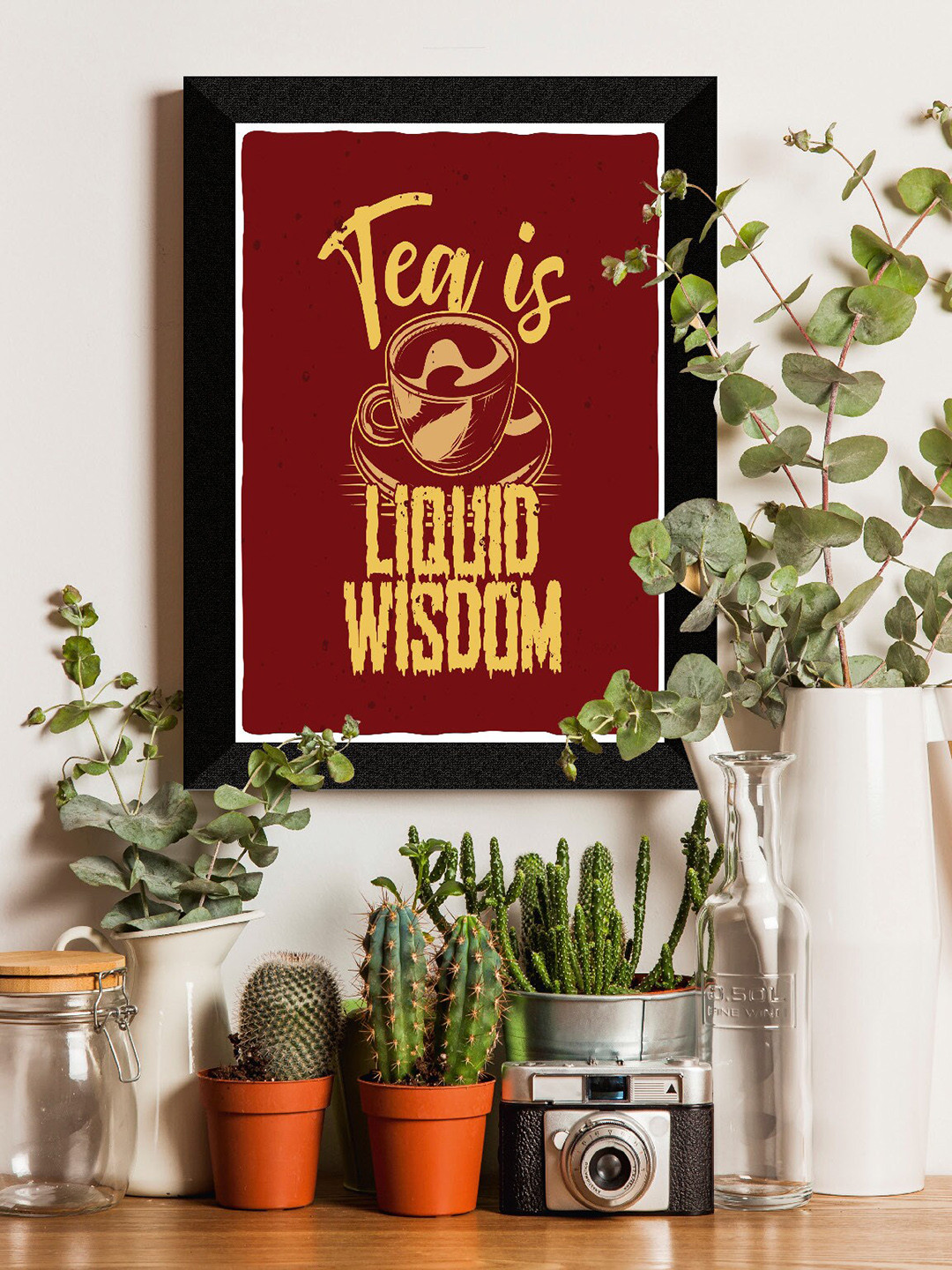 SAF Brown Tea Love Quotes Premium MDF Framed Wall Art