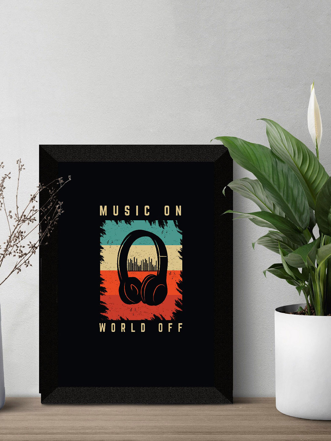 SAF Black Music Quotes Premium MDF Framed Wall Art