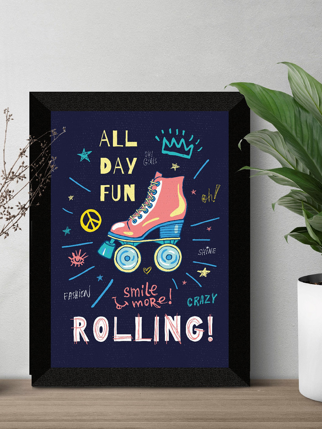 SAF Blue & Coral Colored Motivational Quote Painted Framed Wall Art