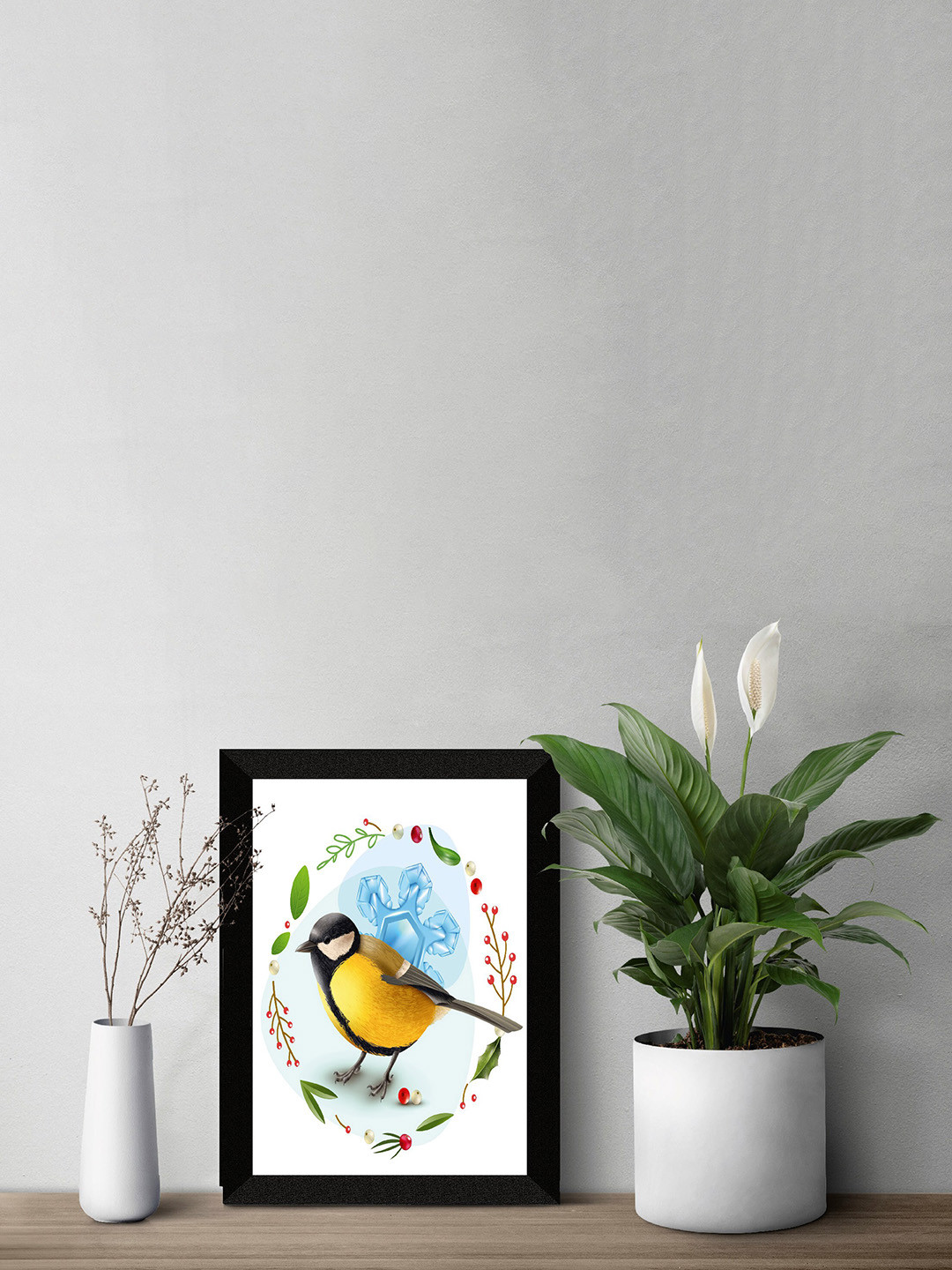 SAF Blue & Yellow Bird Printed Framed Wall Art
